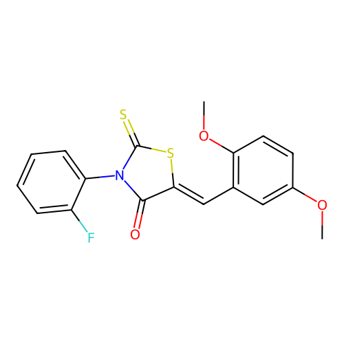 (Z)-5-(2,5-dimethoxybenzylidene)-3-(2-fluorophenyl)-2-thioxothiazolidin-4-one structure