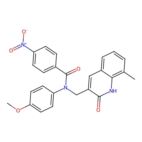 N-((2-hydroxy-8-methylquinolin-3-yl)methyl)-N-(4-methoxyphenyl)-4-nitrobenzamide structure