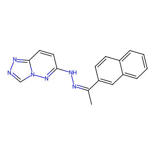 (Z)-6-(2-(1-(naphthalen-2-yl)ethylidene)hydrazinyl)-[1,2,4]triazolo[4,3-b]pyridazine structure