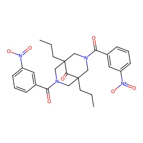 3,7-Bis[(3-nitrophenyl)carbonyl]-1,5-dipropyl-3,7-diazabicyclo[3.3.1]nonan-9-one structure