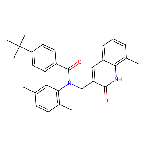 4-(tert-butyl)-N-(2,5-dimethylphenyl)-N-((2-hydroxy-8-methylquinolin-3-yl)methyl)benzamide structure