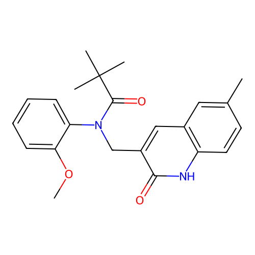 N-((2-hydroxy-6-methylquinolin-3-yl)methyl)-N-(2-methoxyphenyl)pivalamide structure