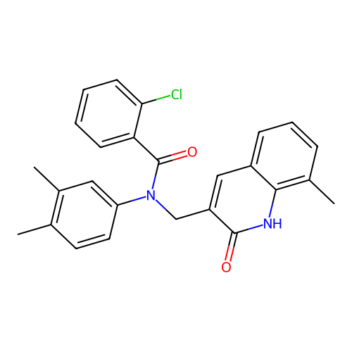 2-chloro-N-(3,4-dimethylphenyl)-N-((2-hydroxy-8-methylquinolin-3-yl)methyl)benzamide structure