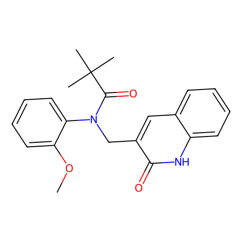 N-(2-methoxyphenyl)-2,2-dimethyl-N-[(2-oxo-1H-quinolin-3-yl)methyl]propanamide structure