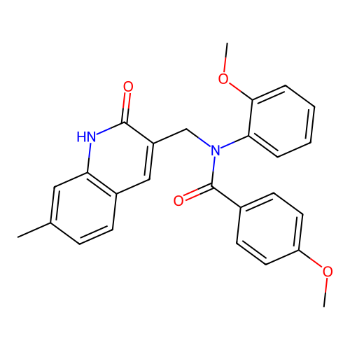 4-methoxy-N-(2-methoxyphenyl)-N-[(7-methyl-2-oxo-1H-quinolin-3-yl)methyl]benzamide structure