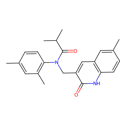 N-(2,4-dimethylphenyl)-N-((2-hydroxy-6-methylquinolin-3-yl)methyl)isobutyramide structure