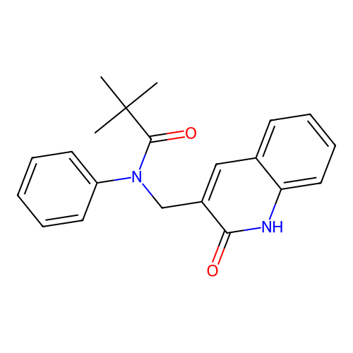 2,2-dimethyl-N-[(2-oxo-1,2-dihydroquinolin-3-yl)methyl]-N-phenylpropanamide structure