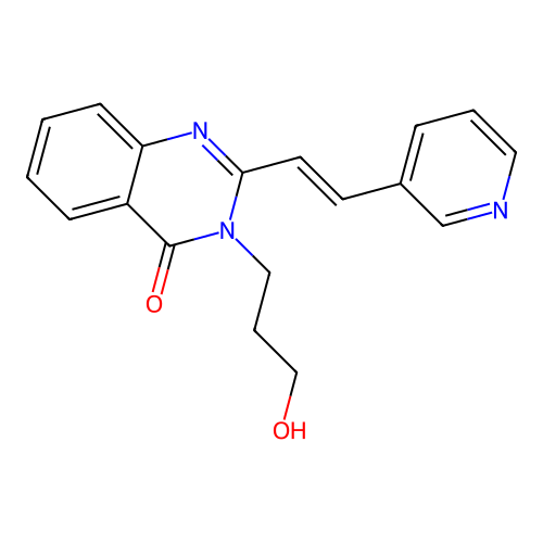 (E)-3-(3-hydroxypropyl)-2-(2-(pyridin-3-yl)vinyl)quinazolin-4(3H)-one structure