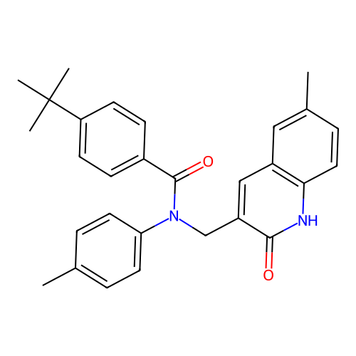 4-(tert-butyl)-N-((2-hydroxy-6-methylquinolin-3-yl)methyl)-N-(p-tolyl)benzamide structure