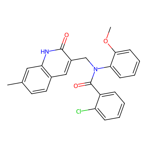 2-chloro-N-(2-methoxyphenyl)-N-[(7-methyl-2-oxo-1H-quinolin-3-yl)methyl]benzamide structure