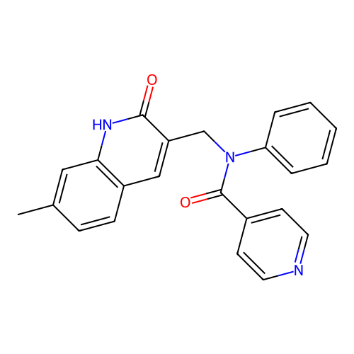 N-[(7-methyl-2-oxo-1H-quinolin-3-yl)methyl]-N-phenylpyridine-4-carboxamide structure