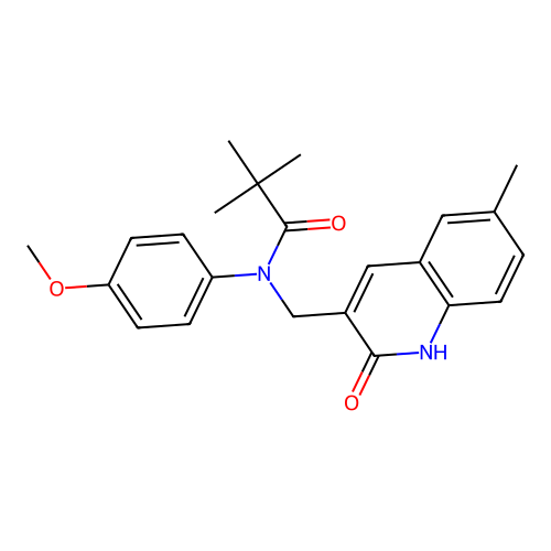 N-((2-hydroxy-6-methylquinolin-3-yl)methyl)-N-(4-methoxyphenyl)pivalamide structure