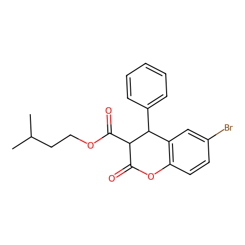 Isopentyl 6-bromo-2-oxo-4-phenylchroman-3-carboxylate structure