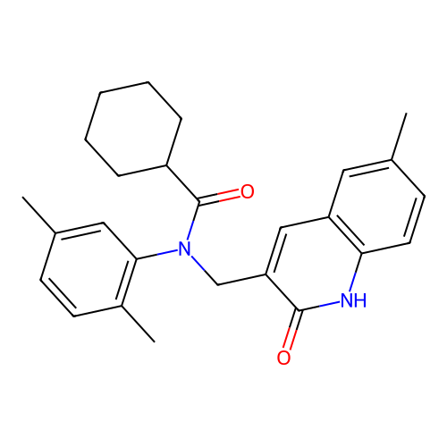 N-(2,5-dimethylphenyl)-N-((2-hydroxy-6-methylquinolin-3-yl)methyl)cyclohexanecarboxamide structure
