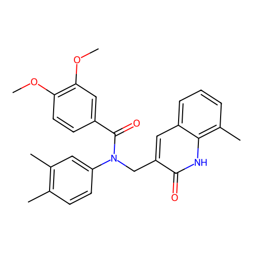 N-(3,4-dimethylphenyl)-3,4-dimethoxy-N-[(8-methyl-2-oxo-1H-quinolin-3-yl)methyl]benzamide structure