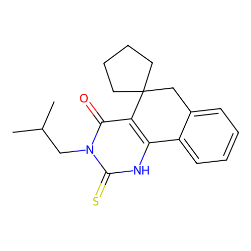 3-isobutyl-2-thioxo-2,3-dihydro-1H-spiro[benzo[h]quinazoline-5,1'-cyclopentan]-4(6H)-one structure