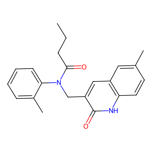 N-[(6-methyl-2-oxo-1H-quinolin-3-yl)methyl]-N-(2-methylphenyl)butanamide structure
