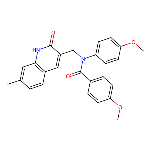 4-methoxy-N-(4-methoxyphenyl)-N-[(7-methyl-2-oxo-1H-quinolin-3-yl)methyl]benzamide structure