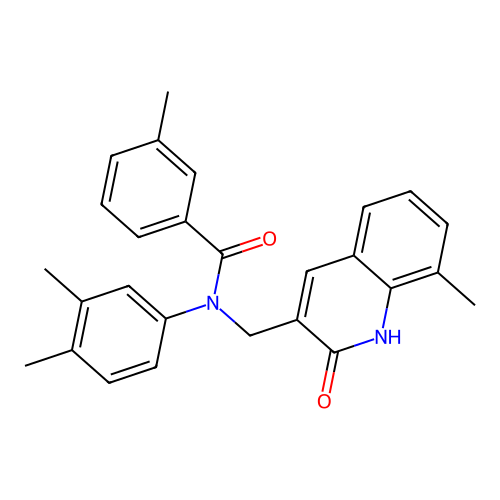N-(3,4-dimethylphenyl)-N-((2-hydroxy-8-methylquinolin-3-yl)methyl)-3-methylbenzamide structure