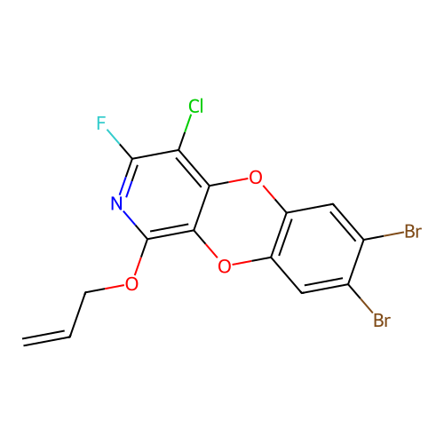 1-(Allyloxy)-7,8-dibromo-4-chloro-3-fluoro[1,4]benzodioxino[2,3-c]pyridine structure