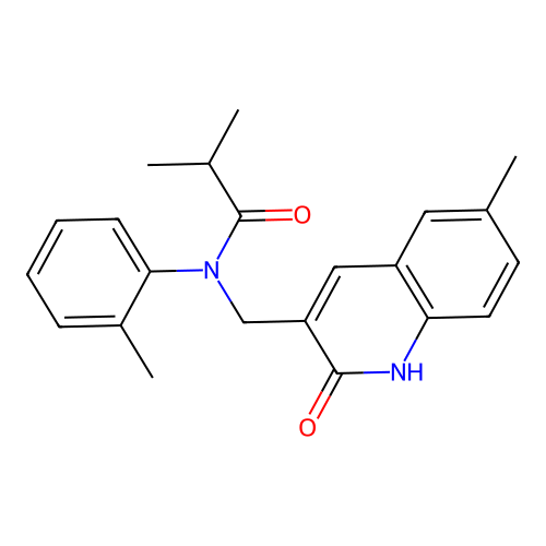 N-((2-hydroxy-6-methylquinolin-3-yl)methyl)-N-(o-tolyl)isobutyramide structure