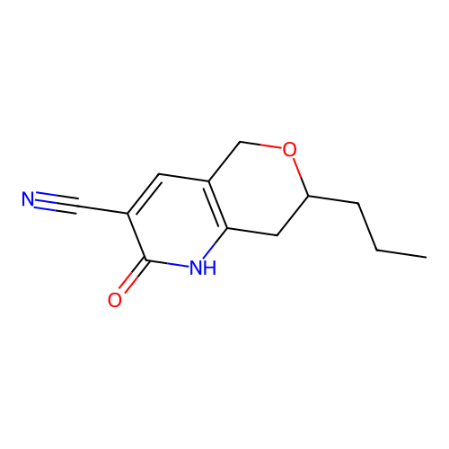 2-oxo-7-propyl-1,5,7,8-tetrahydro-2H-pyrano[4,3-b]pyridine-3-carbonitrile structure