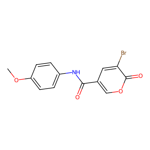 3-bromo-N-(4-methoxyphenyl)-2-oxo-2H-pyran-5-carboxamide structure