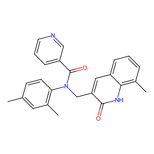 N-(2,4-dimethylphenyl)-N-((2-hydroxy-8-methylquinolin-3-yl)methyl)nicotinamide structure