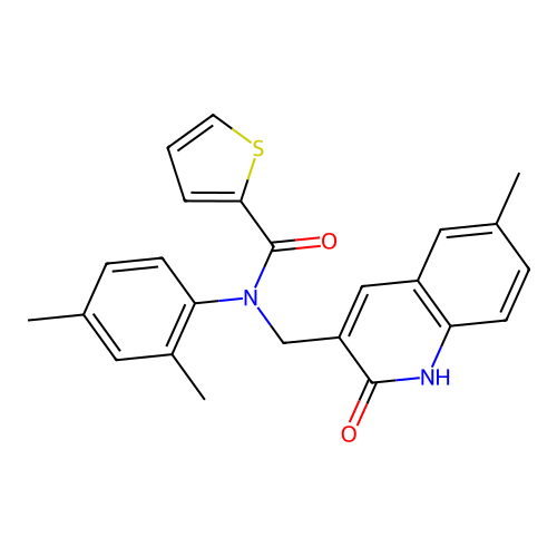 N-(2,4-dimethylphenyl)-N-((2-hydroxy-6-methylquinolin-3-yl)methyl)thiophene-2-carboxamide structure