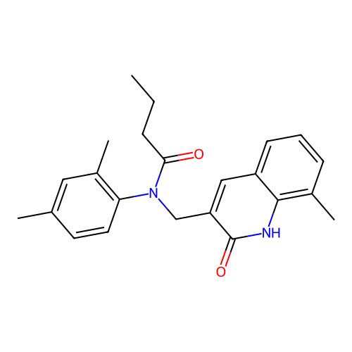 N-(2,4-dimethylphenyl)-N-[(8-methyl-2-oxo-1H-quinolin-3-yl)methyl]butanamide structure