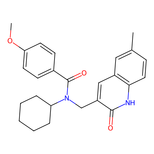 N-cyclohexyl-N-((2-hydroxy-6-methylquinolin-3-yl)methyl)-4-methoxybenzamide structure