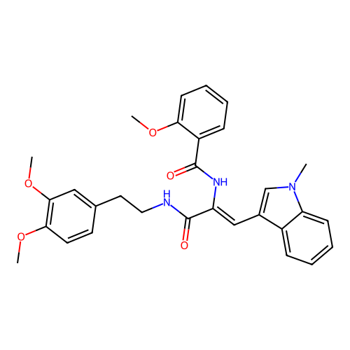 (Z)-N-(3-((3,4-dimethoxyphenethyl)amino)-1-(1-methyl-1H-indol-3-yl)-3-oxoprop-1-en-2-yl)-2-methoxybenzamide structure