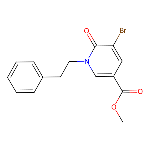 Methyl 5-bromo-6-oxo-1-(2-phenylethyl)-1,6-dihydropyridine-3-carboxylate structure