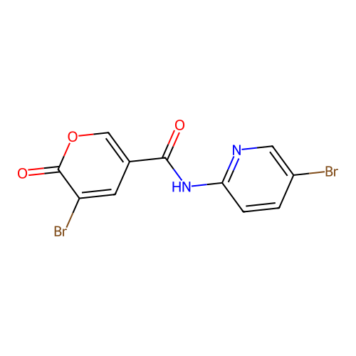 3-bromo-N-(5-bromopyridin-2-yl)-2-oxo-2H-pyran-5-carboxamide structure