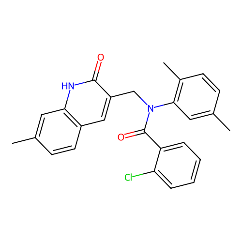 2-chloro-N-(2,5-dimethylphenyl)-N-((2-hydroxy-7-methylquinolin-3-yl)methyl)benzamide structure