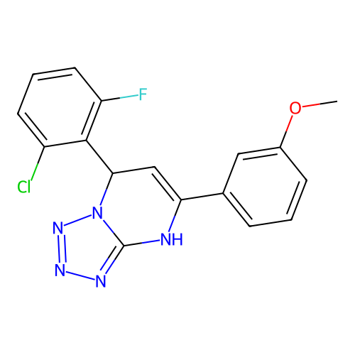 7-(2-chloro-6-fluorophenyl)-5-(3-methoxyphenyl)-4,7-dihydrotetrazolo[1,5-a]pyrimidine structure