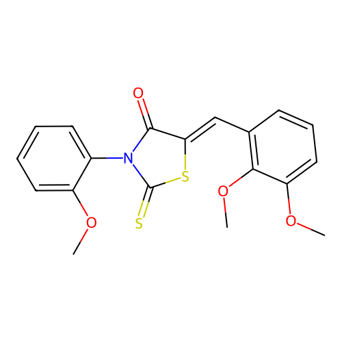 (Z)-5-(2,3-dimethoxybenzylidene)-3-(2-methoxyphenyl)-2-thioxothiazolidin-4-one structure