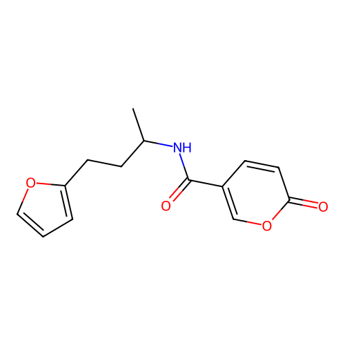 N-(4-(furan-2-yl)butan-2-yl)-2-oxo-2H-pyran-5-carboxamide structure