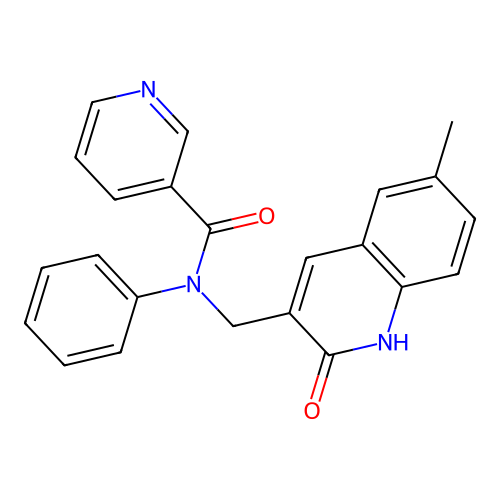 N-[(6-methyl-2-oxo-1H-quinolin-3-yl)methyl]-N-phenylpyridine-3-carboxamide structure