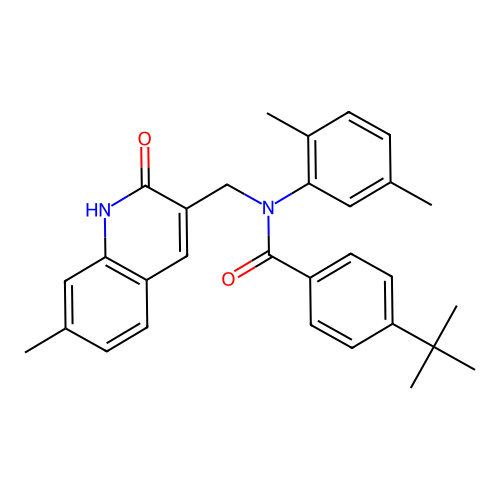 4-(tert-butyl)-N-(2,5-dimethylphenyl)-N-((2-hydroxy-7-methylquinolin-3-yl)methyl)benzamide structure