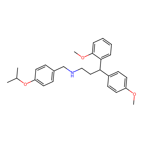 3-(2-methoxyphenyl)-3-(4-methoxyphenyl)-N-[(4-propan-2-yloxyphenyl)methyl]propan-1-amine structure