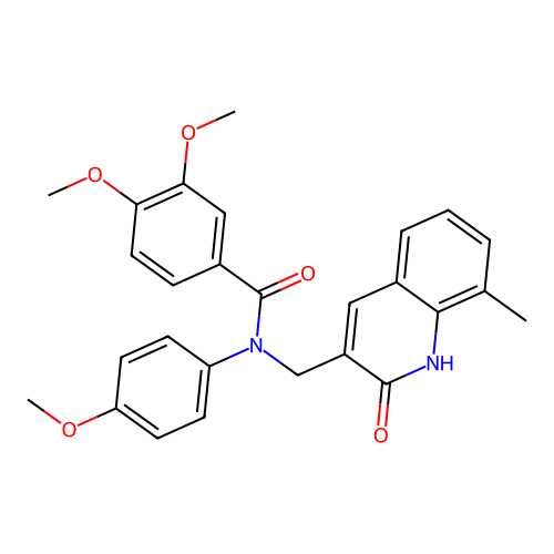 3,4-dimethoxy-N-(4-methoxyphenyl)-N-[(8-methyl-2-oxo-1H-quinolin-3-yl)methyl]benzamide structure