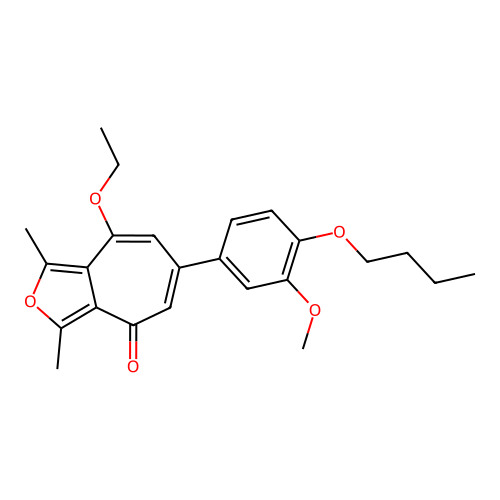 6-(4-butoxy-3-methoxyphenyl)-8-ethoxy-1,3-dimethyl-4H-cyclohepta[c]furan-4-one structure