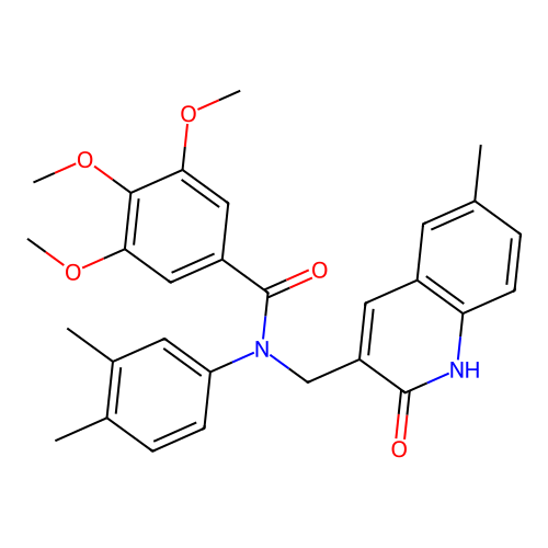 N-(3,4-dimethylphenyl)-3,4,5-trimethoxy-N-[(6-methyl-2-oxo-1H-quinolin-3-yl)methyl]benzamide structure