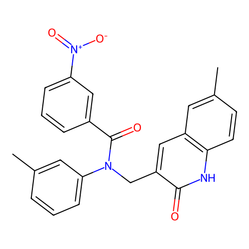 N-[(6-methyl-2-oxo-1H-quinolin-3-yl)methyl]-N-(3-methylphenyl)-3-nitrobenzamide structure