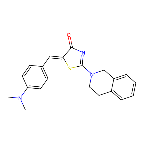 (Z)-2-(3,4-dihydroisoquinolin-2(1H)-yl)-5-(4-(dimethylamino)benzylidene)thiazol-4(5H)-one structure