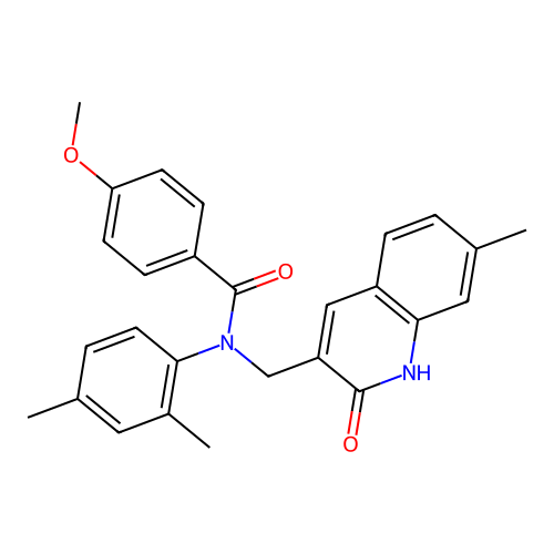 N-(2,4-dimethylphenyl)-4-methoxy-N-[(7-methyl-2-oxo-1H-quinolin-3-yl)methyl]benzamide structure