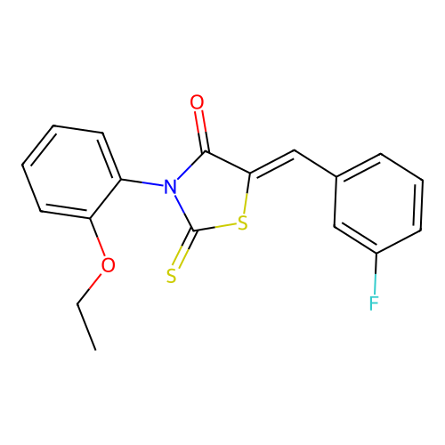 (5Z)-3-(2-ethoxyphenyl)-5-(3-fluorobenzylidene)-2-thioxo-1,3-thiazolidin-4-one structure
