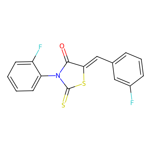 (5Z)-5-(3-fluorobenzylidene)-3-(2-fluorophenyl)-2-thioxo-1,3-thiazolidin-4-one structure