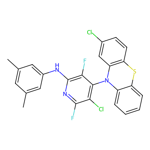 5-chloro-4-(2-chloro-10H-phenothiazin-10-yl)-N-(3,5-dimethylphenyl)-3,6-difluoropyridin-2-amine structure